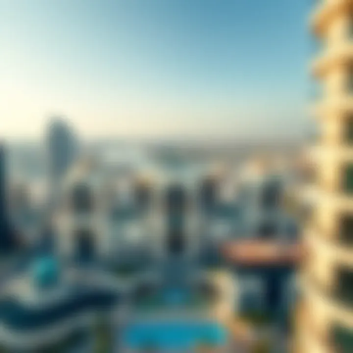 Aerial view of the Al Ward Building in the context of Dubai's skyline