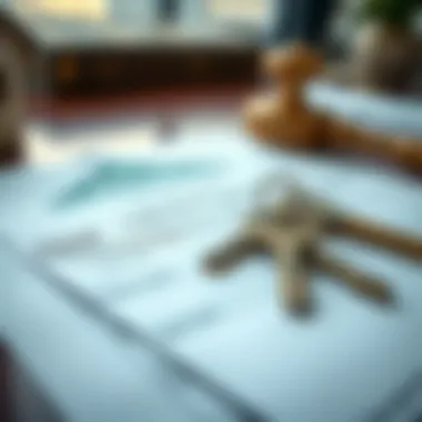 Legal documents and keys representing property purchase
