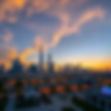 Dubai's Ramadan Skyline Dubai skyline at sunset during Ramadan