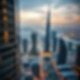 Stunning skyline view from Burj Khalifa showing luxury apartments