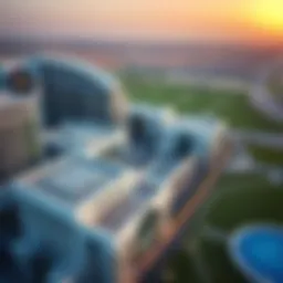 Aerial view of Al Falah New showcasing its modern architecture