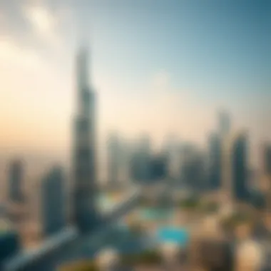 Dubai Skyline Featuring Al Fattan Park View Tower Panoramic view of Dubai skyline with Al Fattan Park View Tower as a focal point