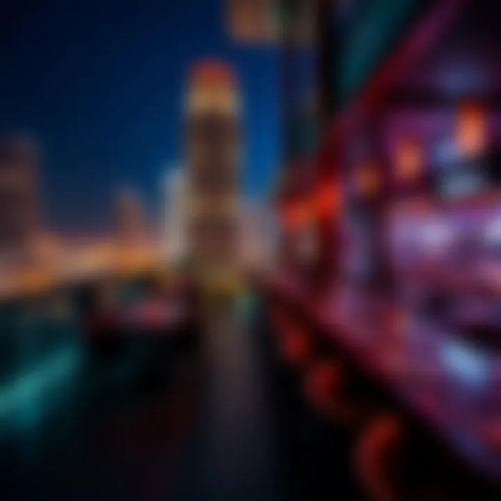 Vibrant nightlife scene at a DIFC rooftop bar with city lights