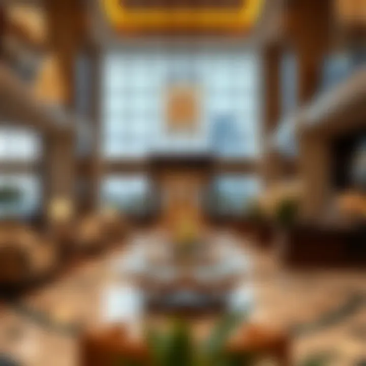Luxurious lobby interior of Fountain Views Hotel with elegant furnishings