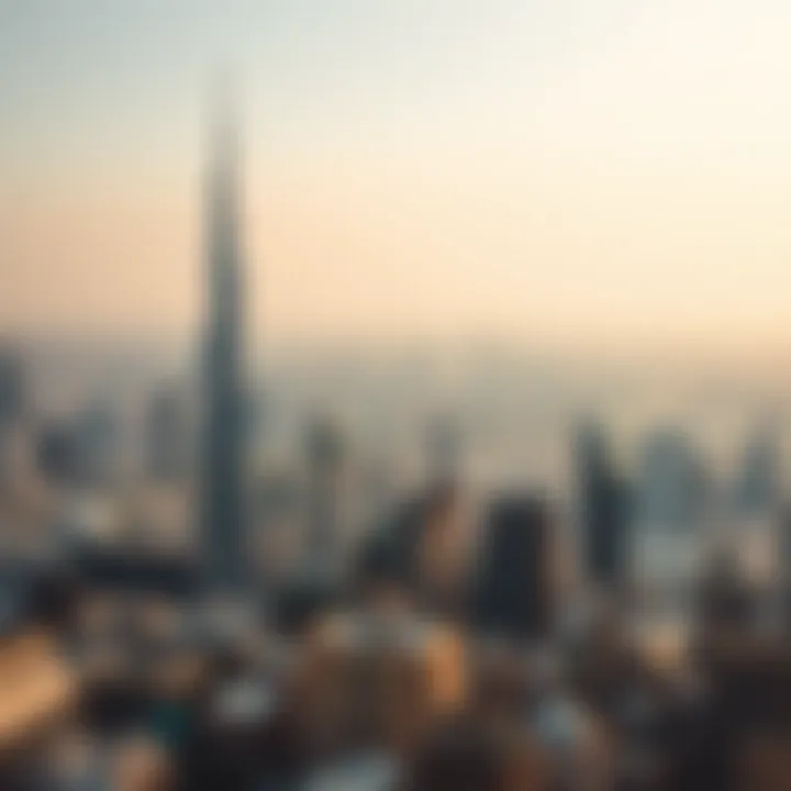 Panoramic view of Dubai skyline with Standard Chartered Tower